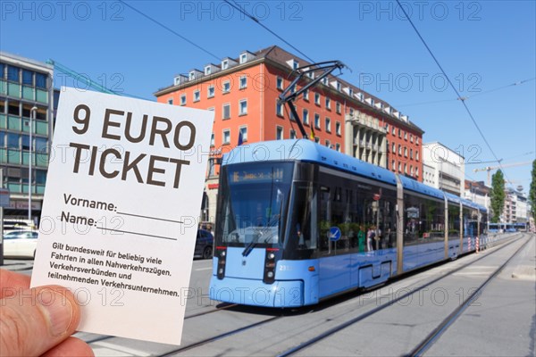 9 euro ticket with tram Tram photo montage in Munich