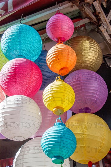 Colorful paper lantern outdoor in the marketplace