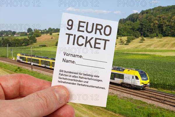 9-euro ticket with regional train Regional train photo montage in Uhingen