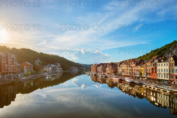 View of picturesque Dinant city over the Meuse river Dinant is a Walloon city and municipality located on the River Meuse