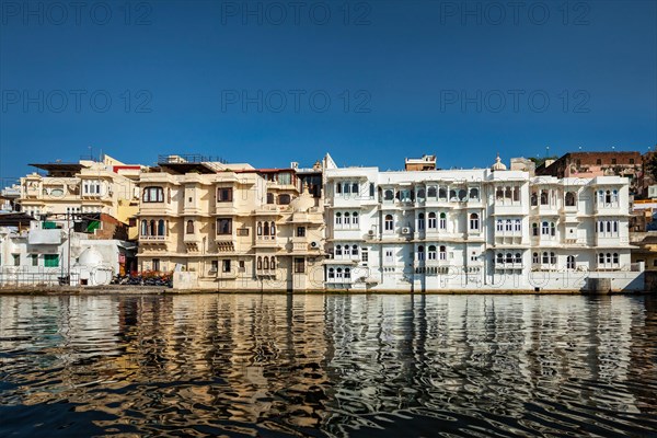 Udaipur old haveli houses view from the lake