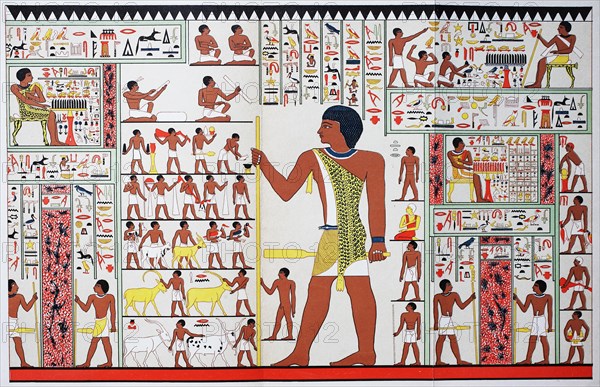 Painting in an Egyptian burial chamber from the time of the IV. Dynasty