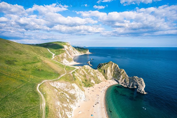 White Cliffs over Jurassic Coast and Durdle Door