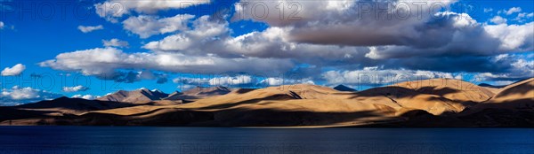 Panorama of Himalayan lake Tso Moriri Tsomoriri Wetland Conservation Reserve