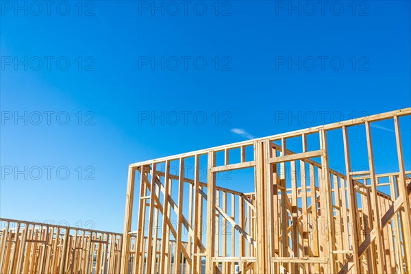 Wood home framing abstract at construction site