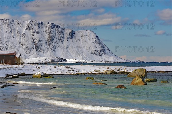 Beach with turquoise green water