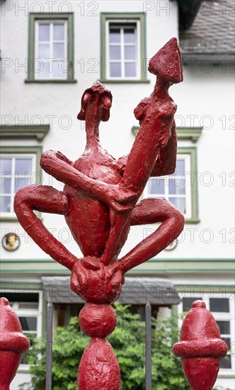 Wooden demonic figure on a half-timbered house