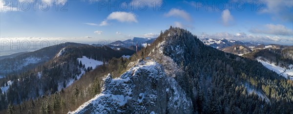 Belchenflueh and view of the first Jura mountains in winter