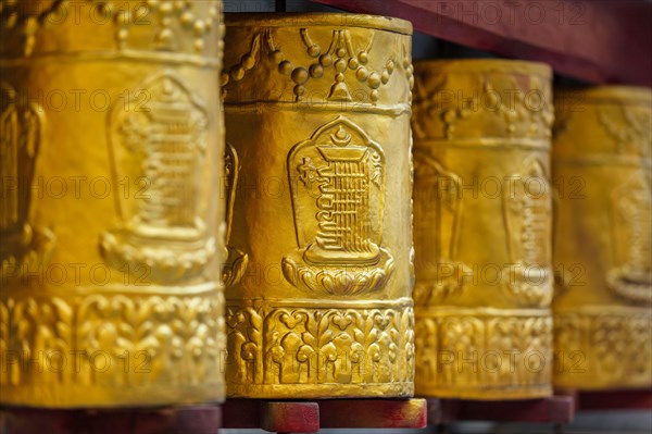 Prayer wheels in Tabo Monastery