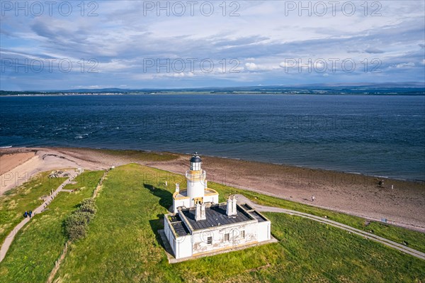 Chanonry Lighthouse on the Black Isle from a drone