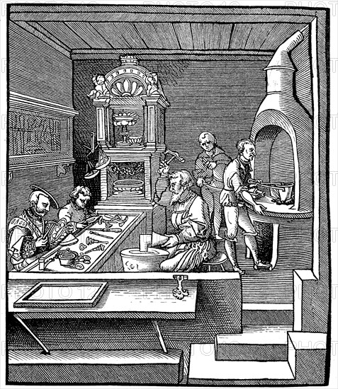 Goldsmith's workshop in 16th century France