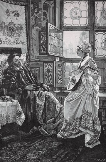 Charles V Holy Roman Emperor with Barbara Blomberg in Regensburg