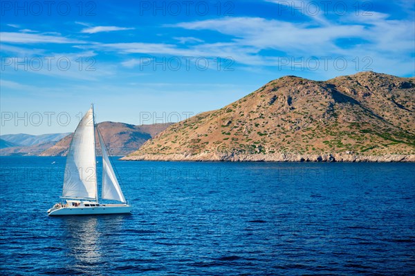Catamaran yacht in Aegean Sea Mediterranean Sea