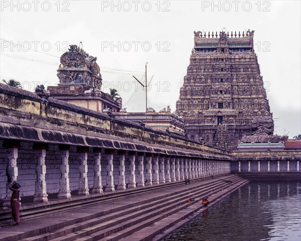 Nataraja temple north tower with tank in Chidambaram