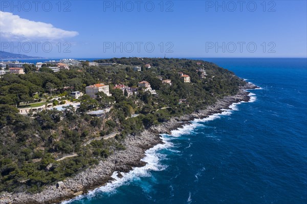 Aerial view of the Villa Del Mare estate at Cap Martin with pool and helipad