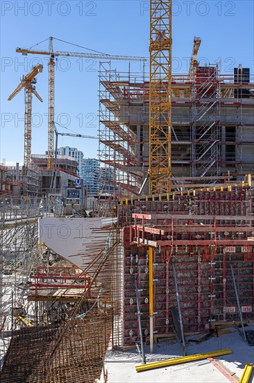 Major construction site at Ueberseequartier and Hafencity