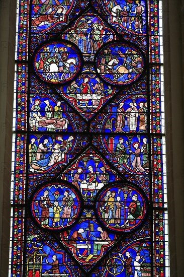 Leaded glass window in Notre Dame Cathedral of Chartres