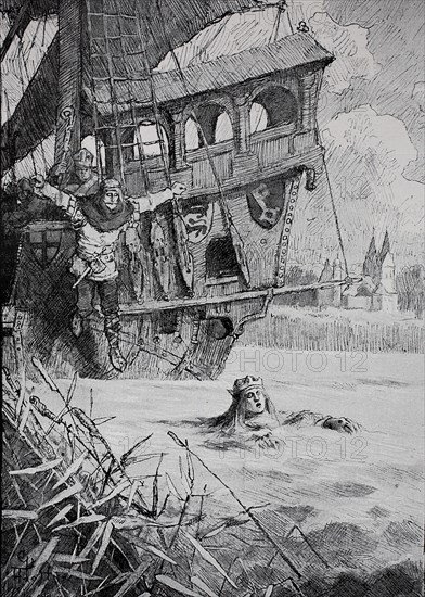 Emperor Henry IV plunges into the Rhine