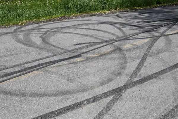 Tire prints on a country road