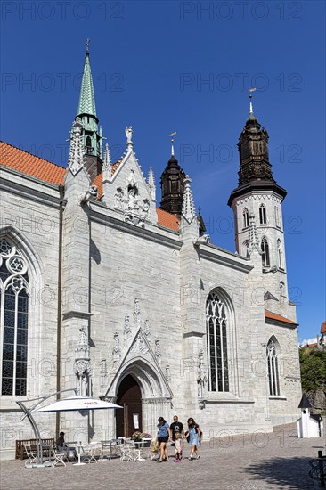 Tourists in front of the medieval cathedral