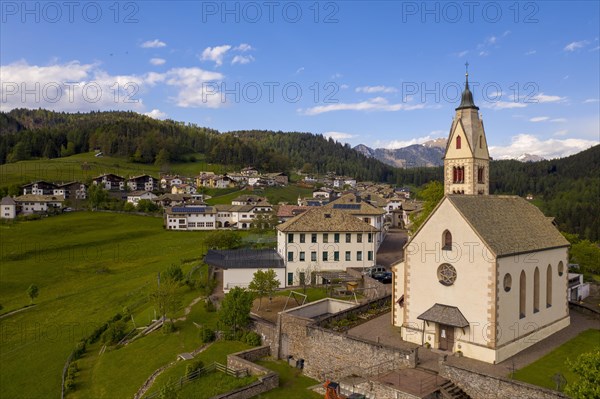 View of The The village of Anterivo and Parish Church of Santa Caterina e San Giacomo