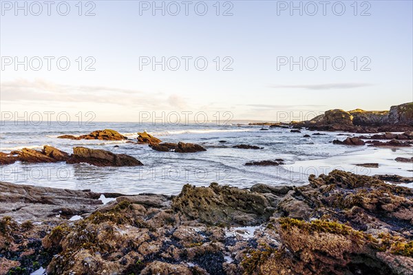 Beautiful landscape and seascape with rock formation in Samoqueira Beach