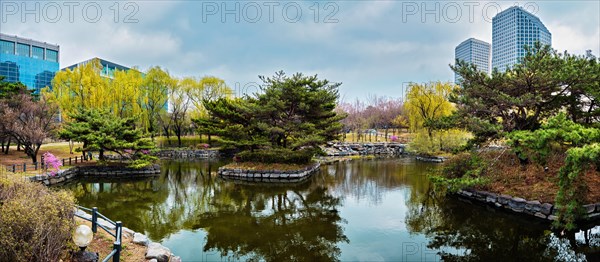 Panorama of Yeouido Park public park in Seoul