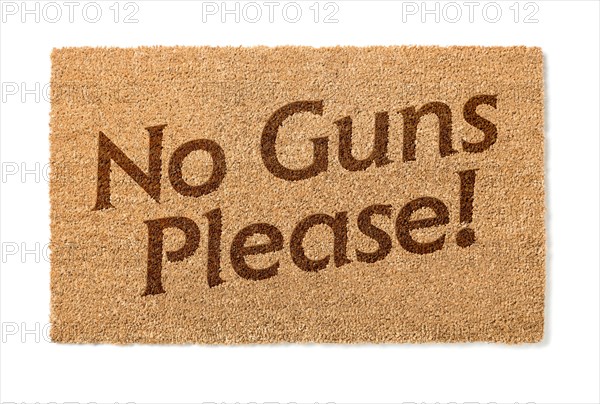 No guns please welcome mat isolated on A white background