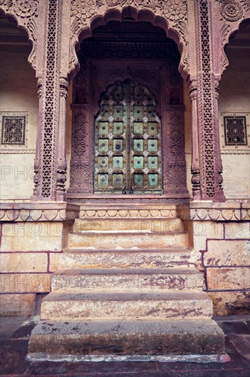 Arched gateway in Mehrangarh fort example of Rajput architecture