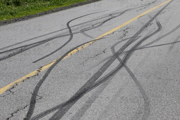 Tire prints on a country road