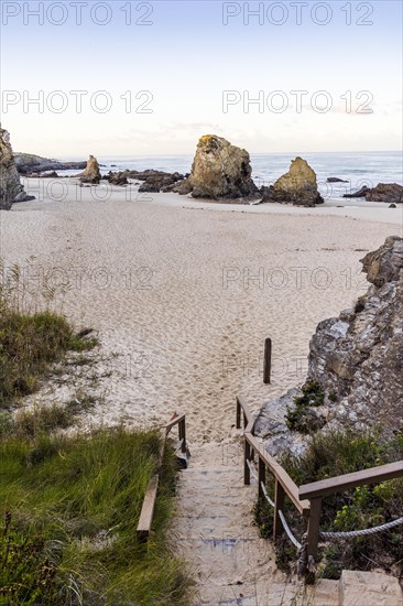 Beautiful landscape and seascape with rock formation in Samoqueira Beach