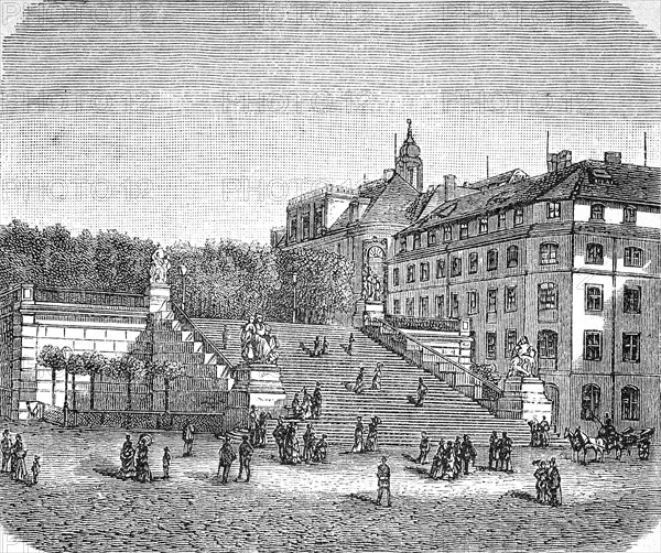 The flight of steps of the Bruehl Terrace in Dresden
