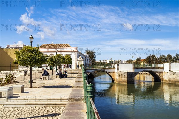 Beautiful cityscape of historic Tavira by Gilao river