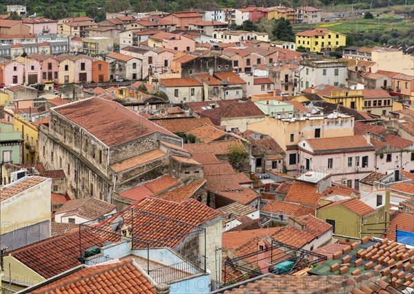 View of the town of Bosa from Castle of Serravalle