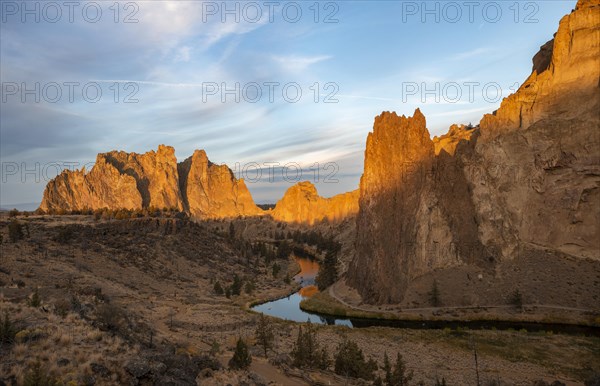 Red rock walls at sunrise