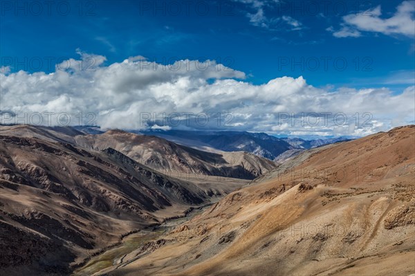 Himalayan landscape near Tanglang-La pass in Himalayas along Manale-Leh road