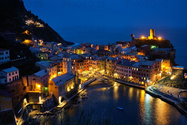 View of Vernazza village popular tourist destination in Cinque Terre National Park a UNESCO World Heritage Site