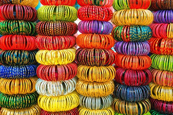 Indian Bangles or wrist bracelets on sale in a Jewelery shop. Jodhpur