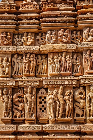 Stone carving bas relief sculptures on Vaman Temple