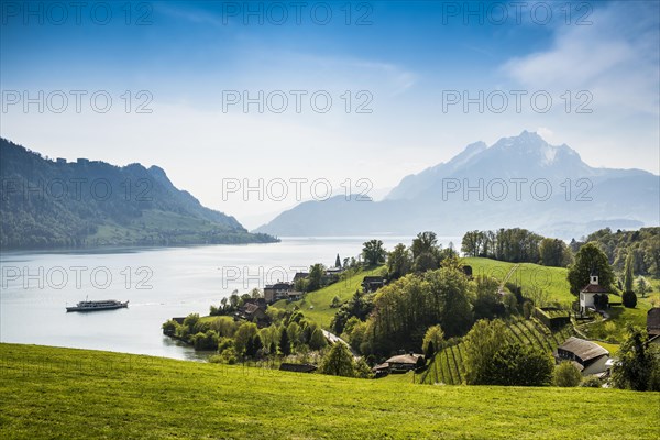Panorama with lake and mountains