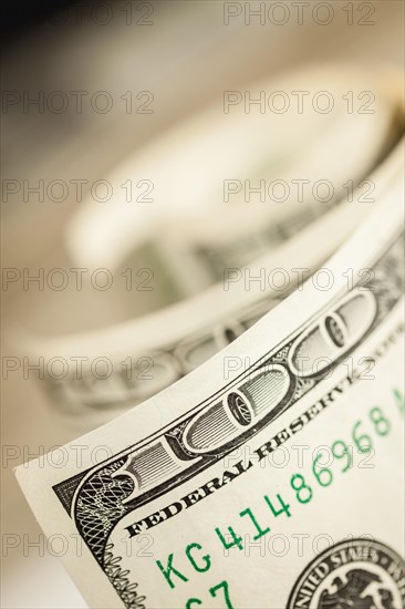 Abstract of one hundred dollar bills