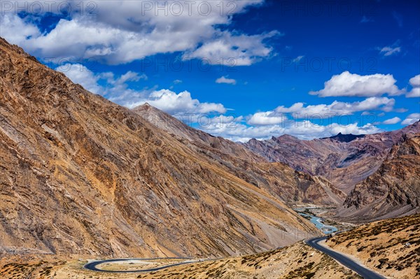 Trans-Himalayan Manali-Leh highway road in Himalayas