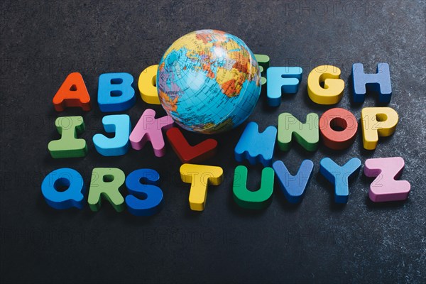 Alphabet ABC wooden letters for early education concept