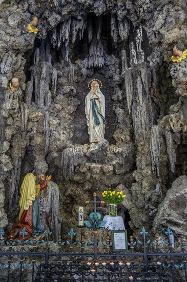 Lourdes Chapel from 1895 with statue of the Virgin Mary in grotto