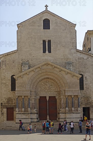 Romanesque facade of the former Benedictine abbey church Eglise Saint-Trophime
