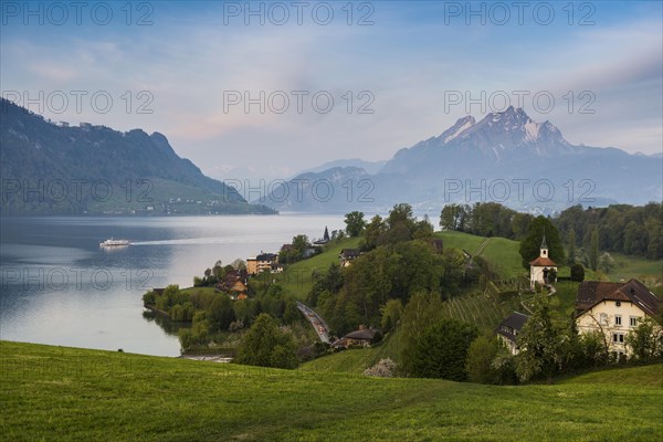 Panorama with lake and mountains