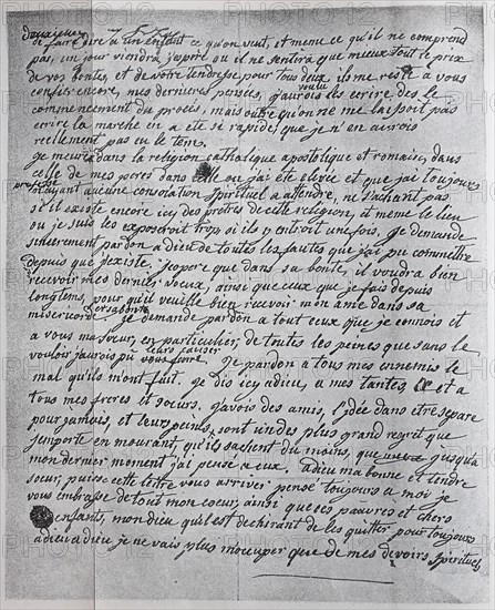 The Last Letter of Queen Maria Antoinette