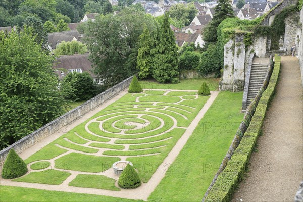 Labyrinth in the gardens of the episcopal palace below Notre Dame of Chartres Cathedral