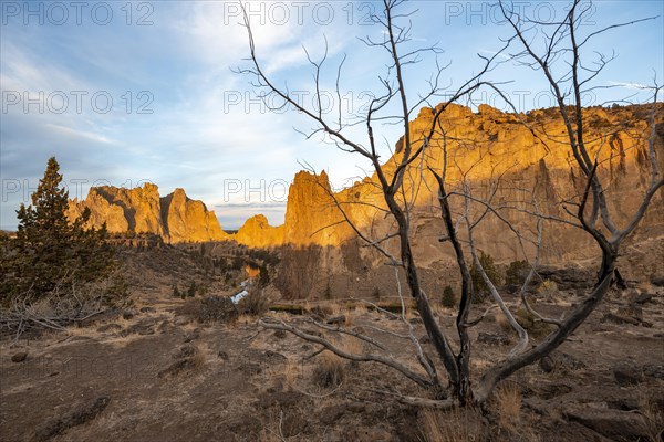 Red rock walls at sunrise