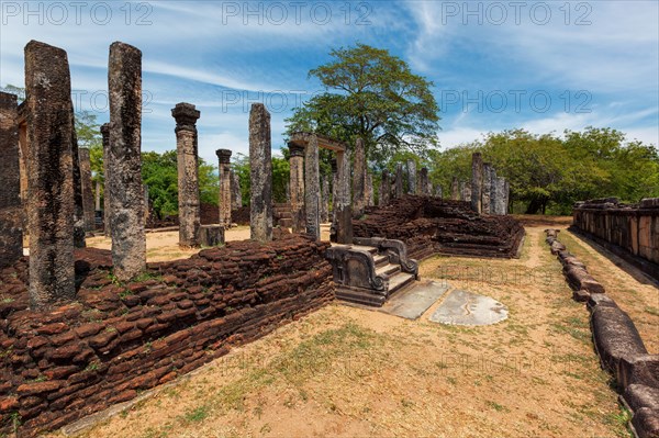 Ruins in Quadrangle group in ancient city Pollonaruwa